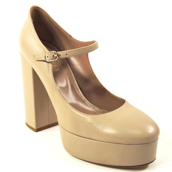TWINSET 🇮🇹 WOMEN'S BEIGE SOFT LEATHER COMFORT PLATFORM PUMPS - Picture 3 of 8